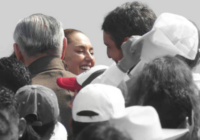 Luisa María Alcalde, “Andy” López Beltrán y coordinadores de Morena, cerca de Sheinbaum en el Zócalo