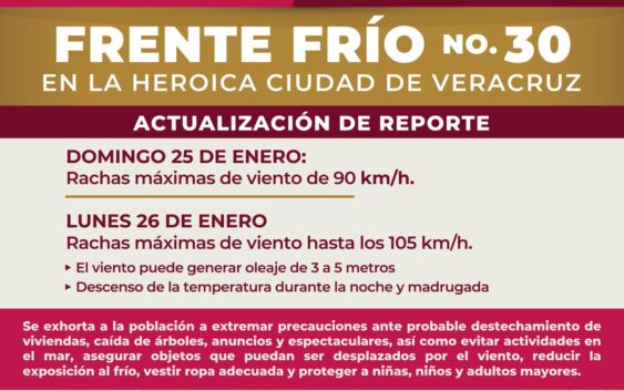 Mantiene PC alerta gris por paso del Frente Frío número 30