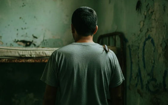 La cucaracha salió de su oído. No huyó, no corrió, ella era libre en la prisión