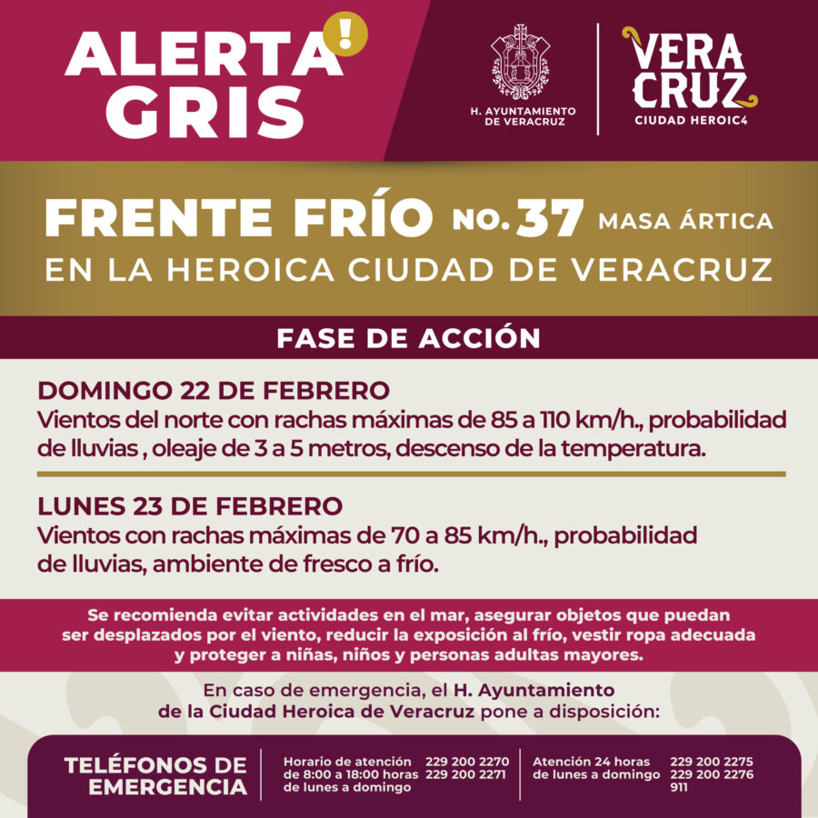 Se mantiene alerta gris por viento del norte en la ciudad de Veracruz