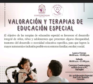 Valoración y terapias de Educación Especial gratuitas en Cosoleacaque