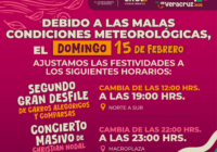Ante pronóstico de vientos del norte, modifican horarios de concierto y desfile del domingo 15 de febrero