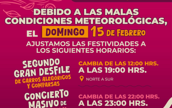 Ante pronóstico de vientos del norte, modifican horarios de concierto y desfile del domingo 15 de febrero
