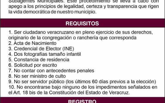Acayucan convoca al registro de aspirantes a agentes y subagentes municipales