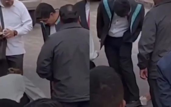 Captan a directora de Comunicación Social de la SCJN, limpiándole los zapatos a Hugo Aguilar