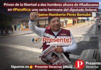Privan de la libertad a dos hombres afuera de Radiorama en PozavRica; uno sería hermano del diputado federal, Jaime Humberto Pérez Bernabé