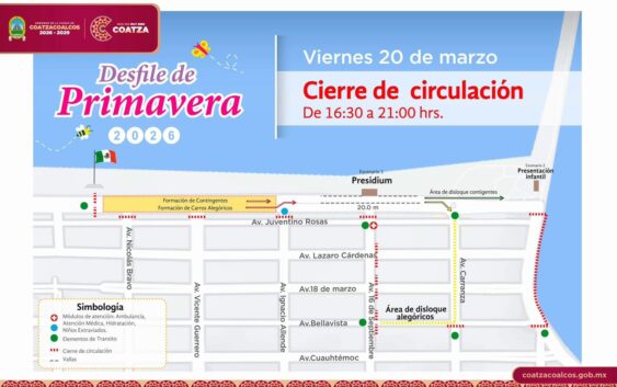 Informa DIF cierre a la circulación por malecón costero debido al Desfile Infantil de la Primavera 2026