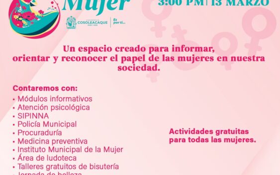 Cosoleacaque Este viernes 13 de marzo continuamos con las actividades conmemorativas por el 8 de marzo, Día Internacional de la Mujer.