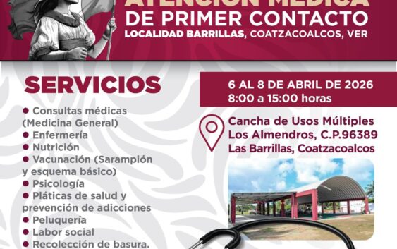 Inicia jornada médica y social en Barrillas; atenderán a población afectada por limpieza de hidrocarburo