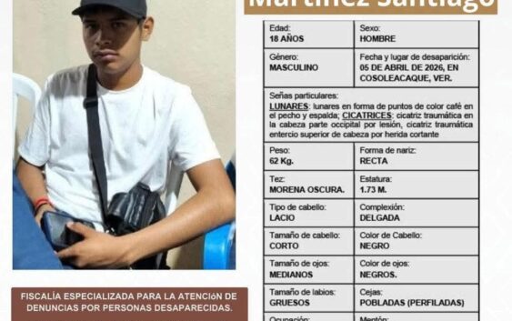 DIF Coatzacoalcos pide ayuda para localizar a Erik Javier, joven de 18 años desaparecido en Cosoleacaque