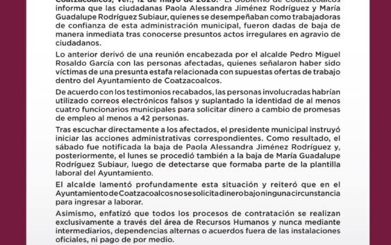 Reitera Gobierno de Coatzacoalcos cero tolerancia a actos que afecten a la ciudadanía