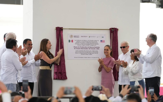 La presidenta Claudia Sheinbaum Pardo llevó a cabo la inaguración de la planta de moscas estériles en Chiapas.