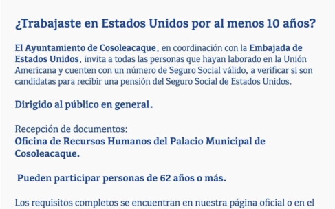 Acerca Ayuntamiento de Cosoleacaque orientación para acceder a la pensión del Seguro Social de Estados Unidos