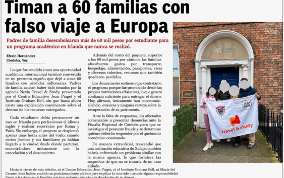 Timan a 60 familias con presunto falso viaje académico a Europa